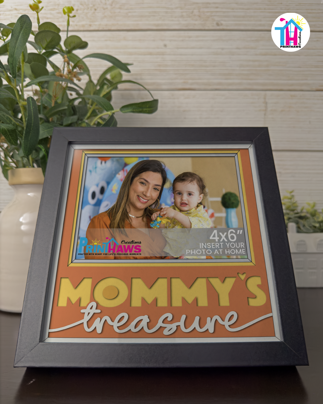 Mommy's Treasure - Crafted Memoirs Photo Frame By Printhaws Creations, Matte Black Frame, In A Refined Range Of Colors, 8x8 Frame Holds (4R) Photo - For Mom