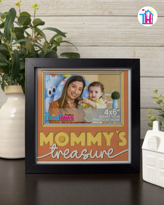 Mommy's Treasure - Crafted Memoirs Photo Frame By Printhaws Creations, Matte Black Frame, In A Refined Range Of Colors, 8x8 Frame Holds (4R) Photo - For Mom
