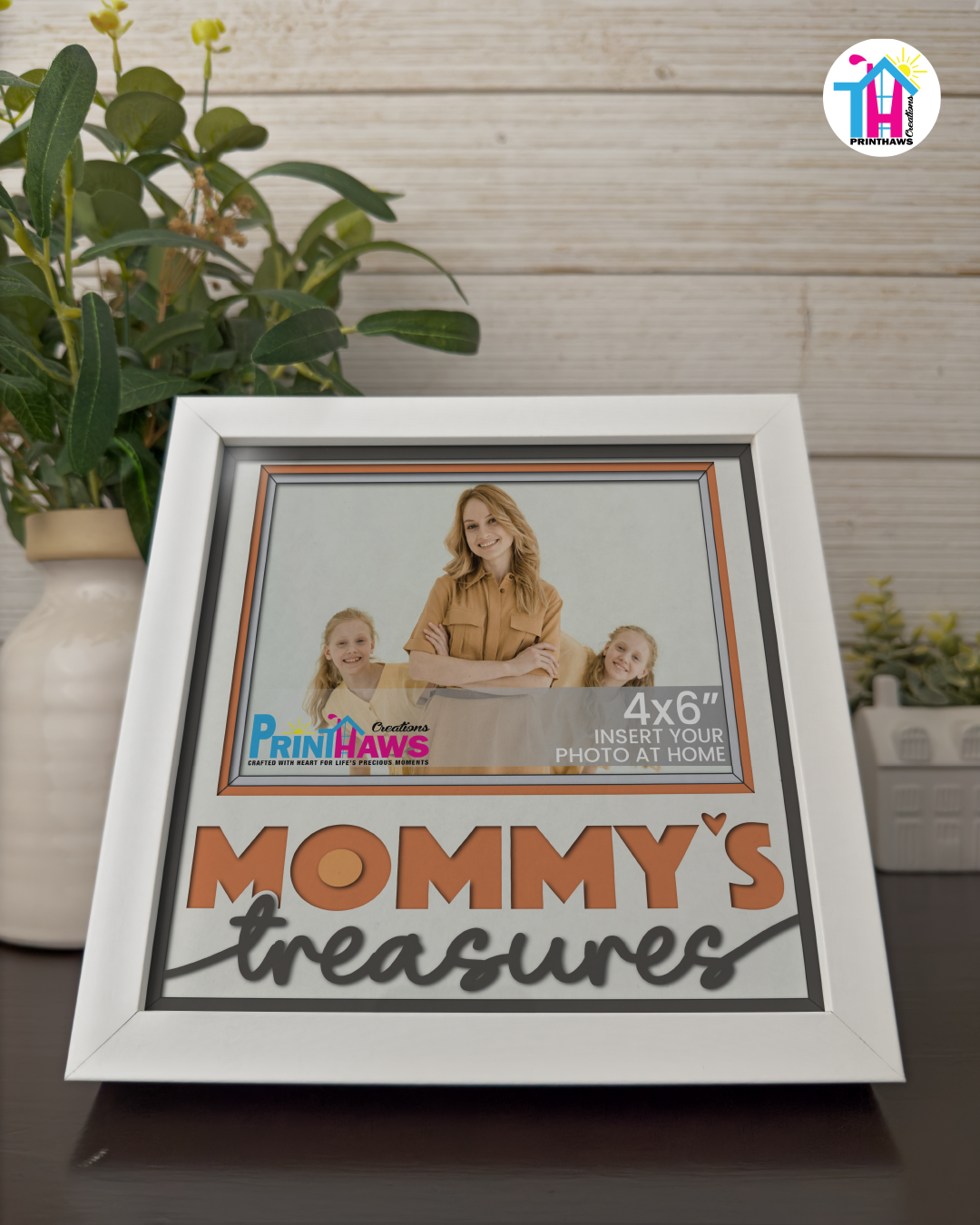 Mommy's Treasures - Crafted Memoirs Photo Frame By Printhaws Creations, Matte White Frame, In A Refined Range Of Colors, 8x8 Frame Holds (4R) Photo - For Mom