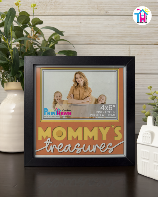 Mommy's Treasures - Crafted Memoirs Photo Frame By Printhaws Creations, Matte Black Frame, In A Refined Range Of Colors, 8x8 Frame Holds (4R) Photo - For Mom