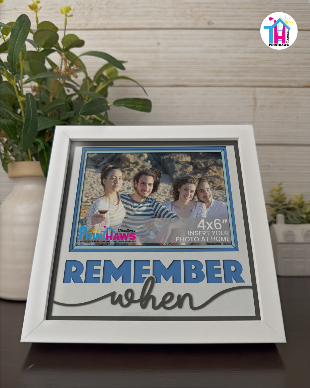 Remember When - Crafted Memoirs Photo Frame By Printhaws Creations, Matte White Frame In Sapphire Blue, Midnight Joy Theme (Dark, Radiant), 8x8 Frame Holds (4R) Photo - For Summer Days