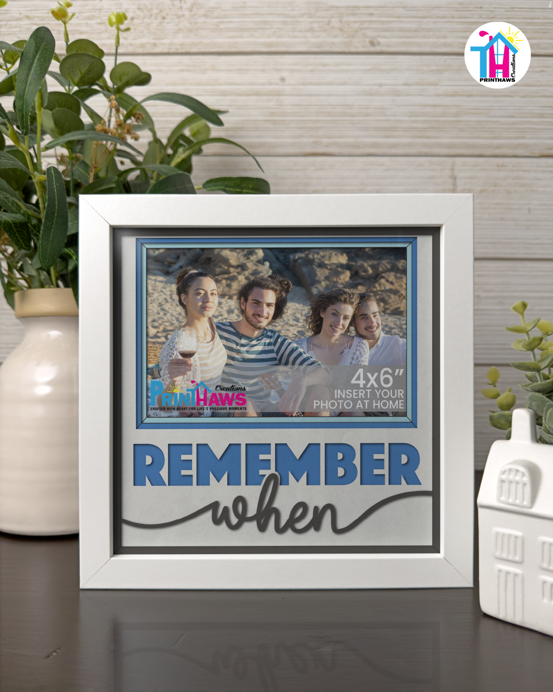 Remember When - Crafted Memoirs Photo Frame By Printhaws Creations, Matte White Frame In Sapphire Blue, Midnight Joy Theme (Dark, Radiant), 8x8 Frame Holds (4R) Photo - For Summer Days