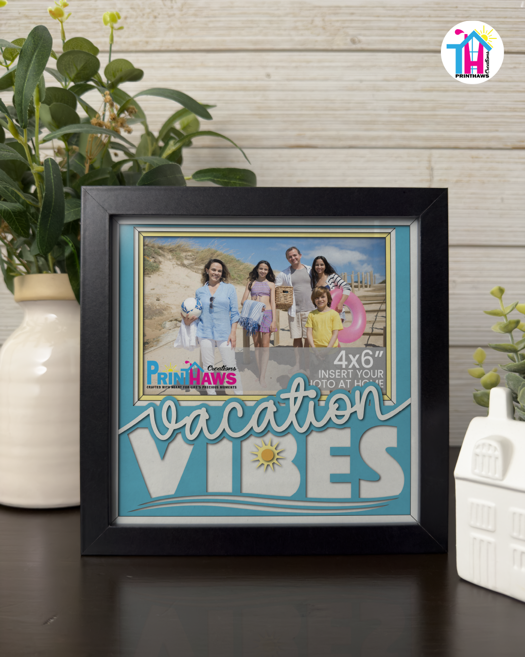 Vacation Vibes - Crafted Memoirs Photo Frame By Printhaws Creations, Matte Black Frame In Sapphire Blue, Twilight Serenade Theme (Colorplay, Dynamic), 8x8 Frame Holds (4R) Photo - For Summer Days