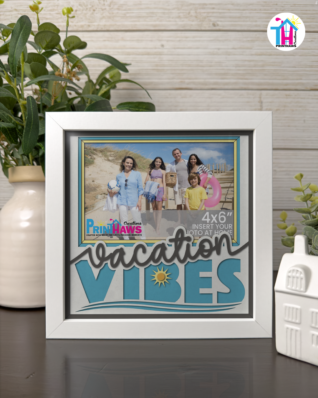 Vacation Vibes - Crafted Memoirs Photo Frame By Printhaws Creations, Matte White Frame In Sapphire Blue, Twilight Serenade Theme (Colorplay, Dynamic), 8x8 Frame Holds (4R) Photo - For Summer Days