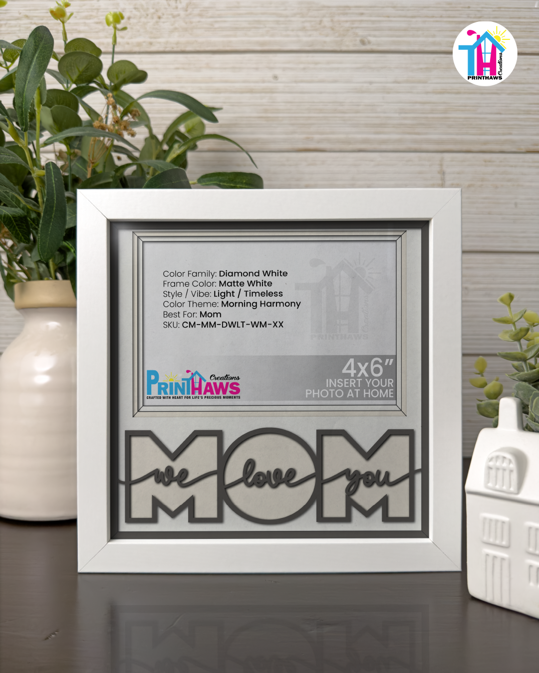 We Love You Mom - Crafted Memoirs Photo Frame By Printhaws Creations, Matte White Frame, In A Refined Range Of Colors, 8x8 Frame Holds (4R) Photo - For Mom