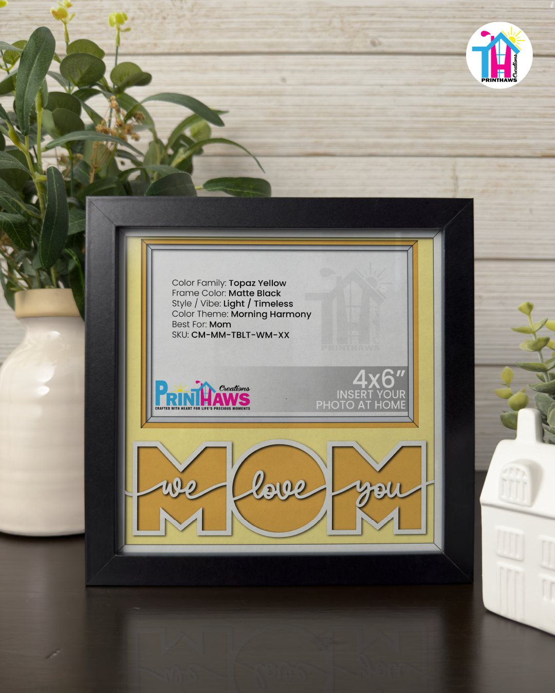We Love You Mom - Crafted Memoirs Photo Frame By Printhaws Creations, Matte Black Frame, In A Refined Range Of Colors, 8x8 Frame Holds (4R) Photo - For Mom