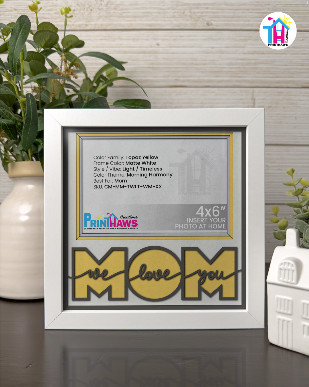 We Love You Mom - Crafted Memoirs Photo Frame By Printhaws Creations, Matte White Frame, In A Refined Range Of Colors, 8x8 Frame Holds (4R) Photo - For Mom
