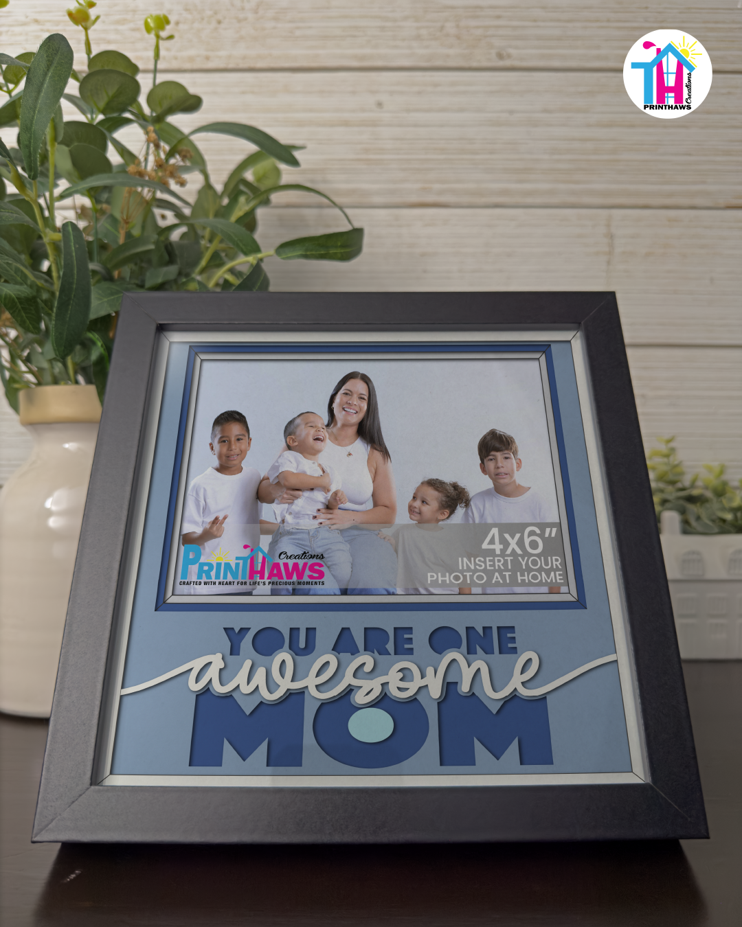 You Are One Awesome Mom - Crafted Memoirs Photo Frame By Printhaws Creations, Matte Black Frame, In A Refined Range Of Colors, 8x8 Frame Holds (4R) Photo - For Mom