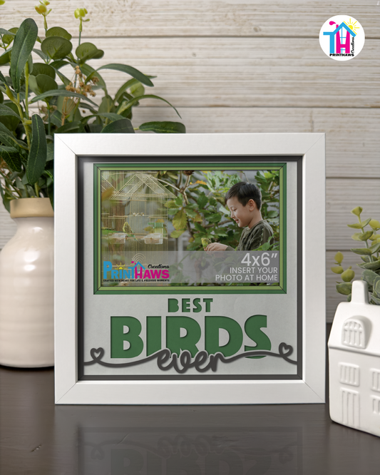 Best Birds Ever - Crafted Memoirs Photo Frame By Printhaws Creations, Matte White Frame In Emerald Green, Midnight Joy Theme (Dark, Radiant), 8x8 Frame Holds (4R) Photo -  For Your Pets