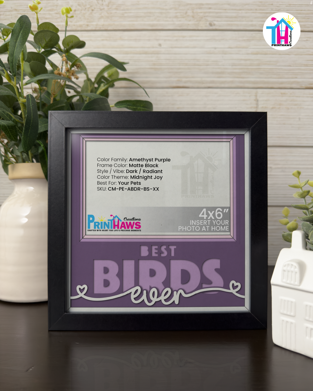 Best Birds Ever - Crafted Memoirs Photo Frame By Printhaws Creations, Matte Black Frame, In A Refined Range Of Colors, 8x8 Frame Holds (4R) Photo - For Your Pets