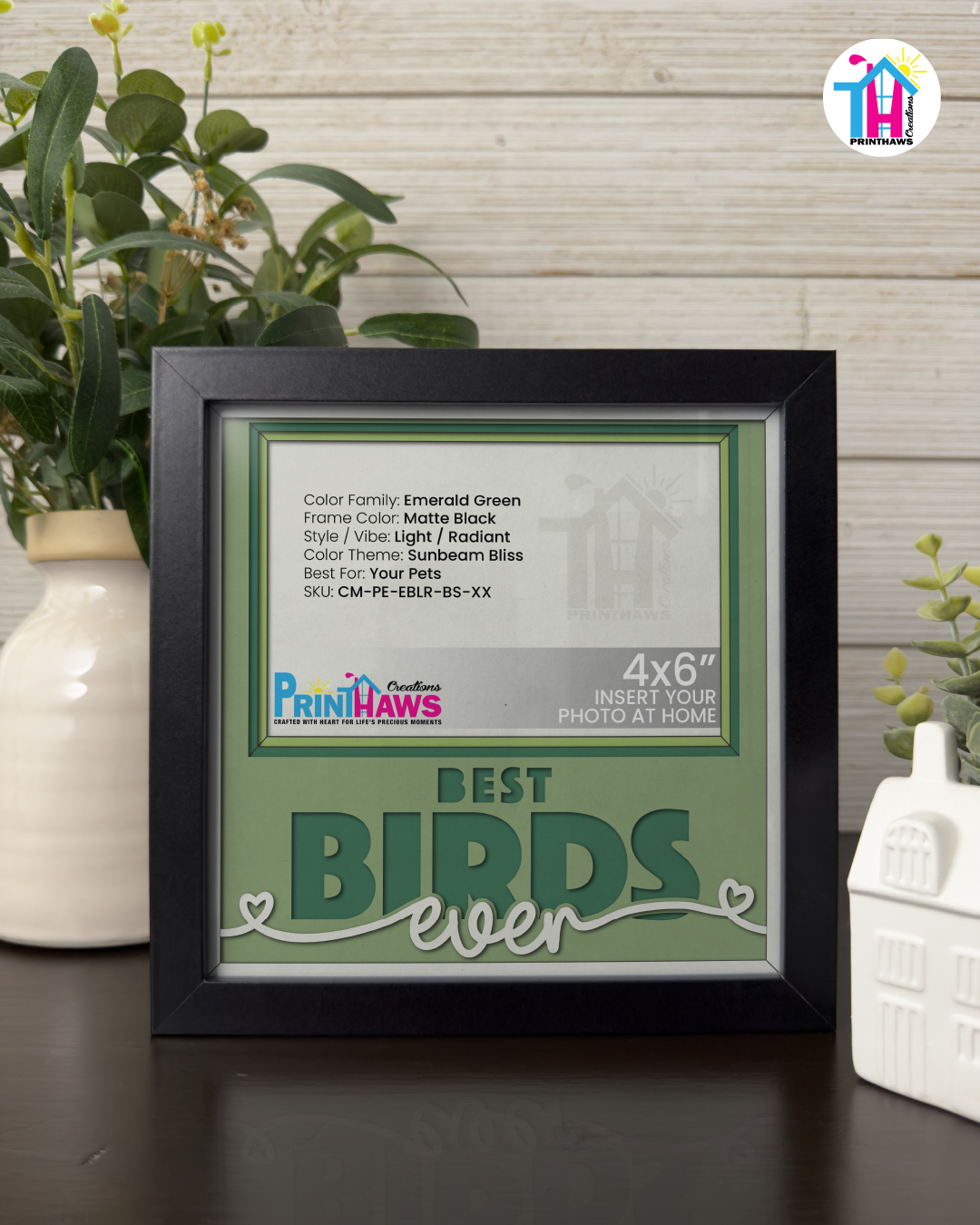 Best Birds Ever - Crafted Memoirs Photo Frame By Printhaws Creations, Matte Black Frame, In A Refined Range Of Colors, 8x8 Frame Holds (4R) Photo - For Your Pets