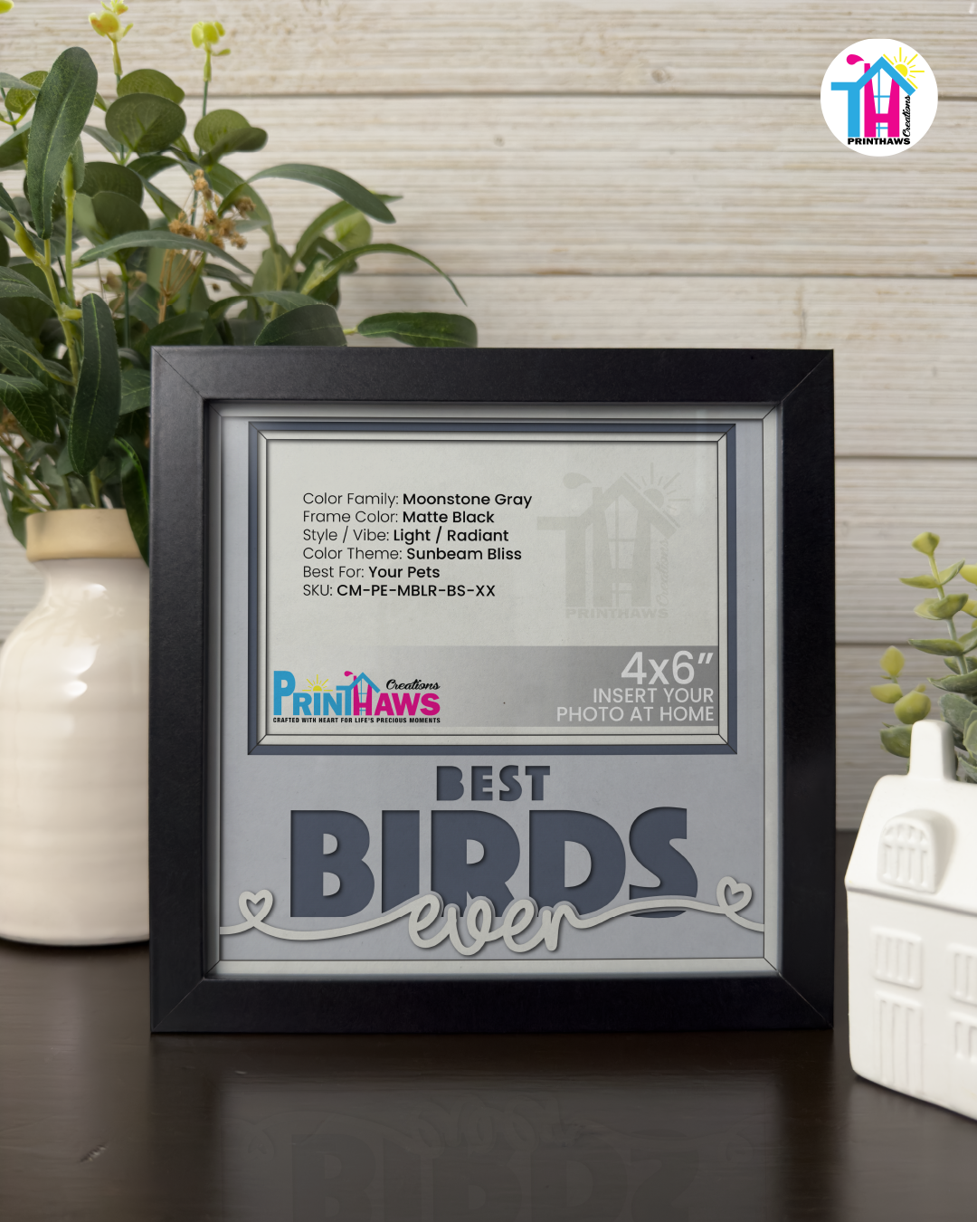 Best Birds Ever - Crafted Memoirs Photo Frame By Printhaws Creations, Matte Black Frame, In A Refined Range Of Colors, 8x8 Frame Holds (4R) Photo - For Your Pets