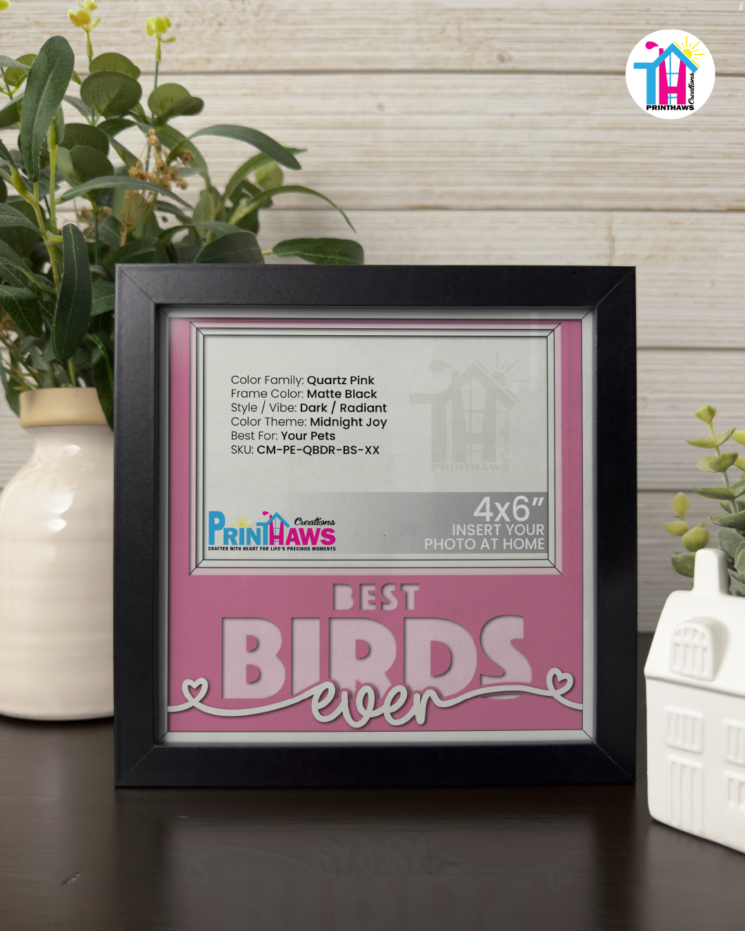 Best Birds Ever - Crafted Memoirs Photo Frame By Printhaws Creations, Matte Black Frame, In A Refined Range Of Colors, 8x8 Frame Holds (4R) Photo - For Your Pets