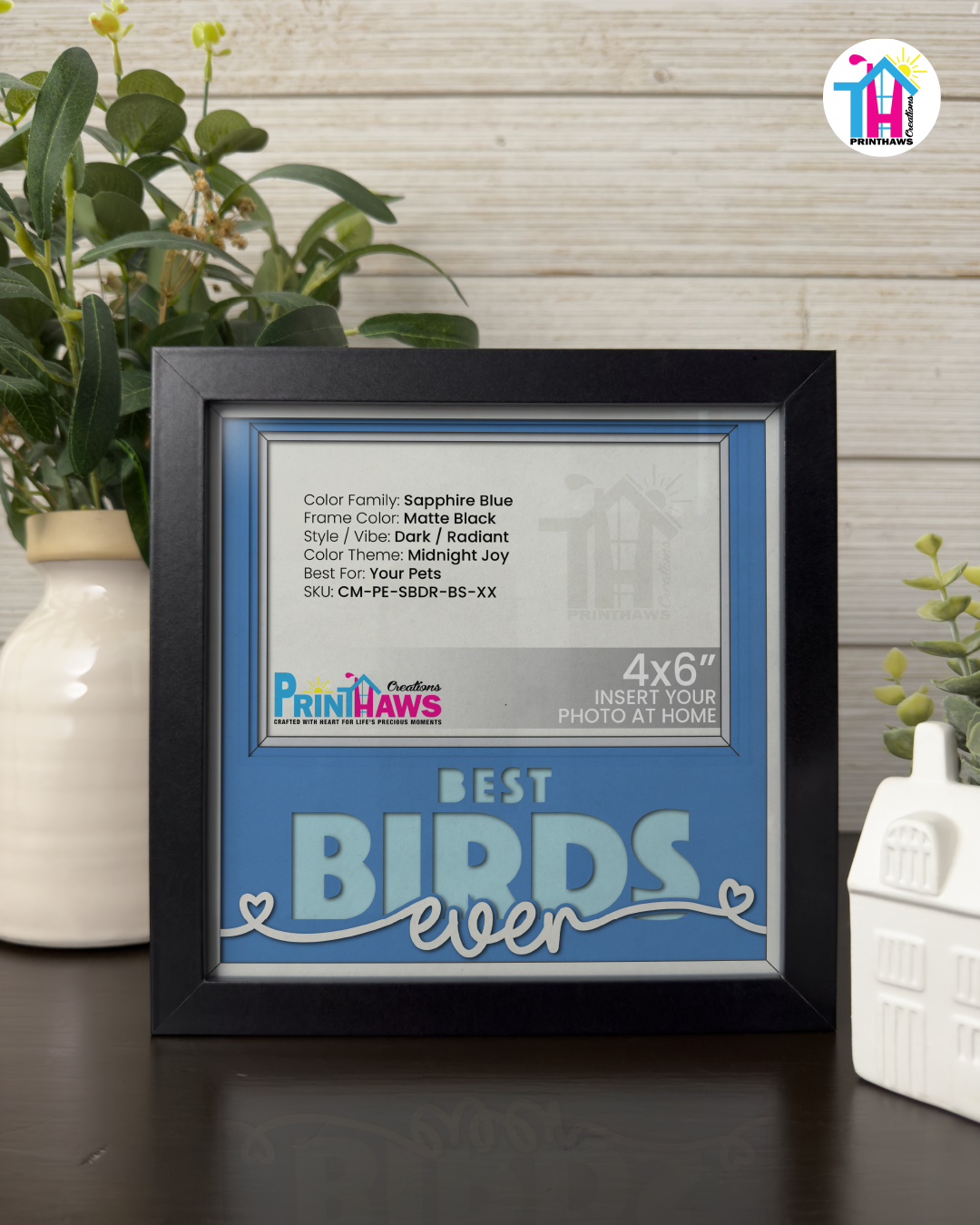 Best Birds Ever - Crafted Memoirs Photo Frame By Printhaws Creations, Matte Black Frame, In A Refined Range Of Colors, 8x8 Frame Holds (4R) Photo - For Your Pets