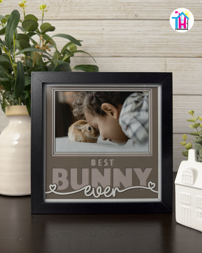 Best Bunny Ever - Crafted Memoirs Photo Frame By Printhaws Creations, Matte Black Frame In Boulder Brown, Midnight Joy Theme (Dark, Radiant), 8x8 Frame Holds (4R) Photo -  For Your Pets