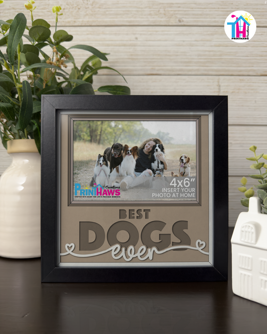 Best Dogs Ever - Crafted Memoirs Photo Frame By Printhaws Creations, Matte Black Frame In Boulder Brown, Sunbeam Bliss Theme (Light, Radiant), 8x8 Frame Holds (4R) Photo -  For Your Pets