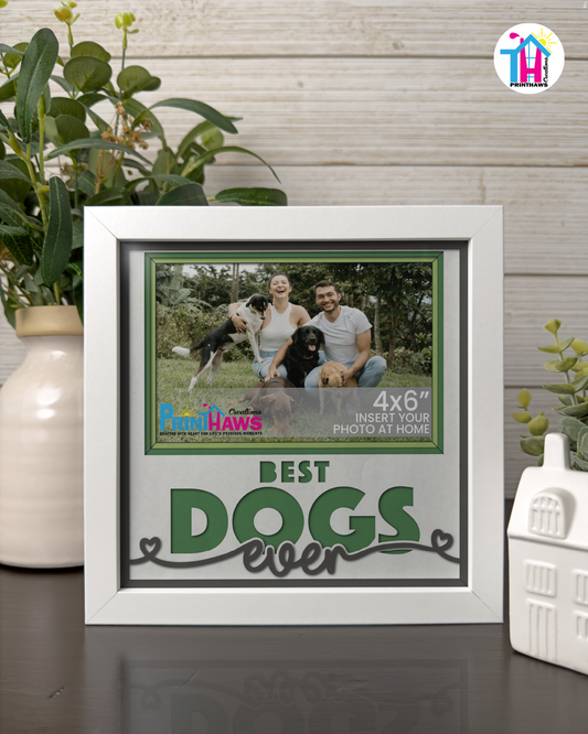 Best Dogs Ever - Crafted Memoirs Photo Frame By Printhaws Creations, Matte White Frame In Emerald Green, Midnight Joy Theme (Dark, Radiant), 8x8 Frame Holds (4R) Photo -  For Your Pets