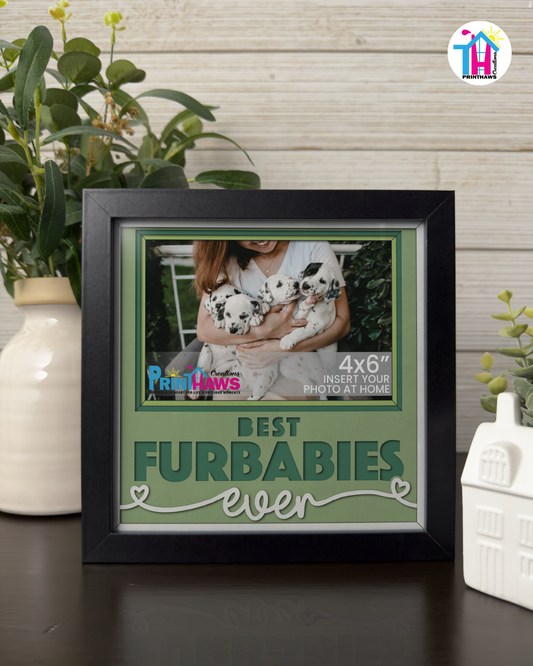 Best Furbabies Ever - Crafted Memoirs Photo Frame By Printhaws Creations, Matte Black Frame In Emerald Green, Sunbeam Bliss Theme (Light, Radiant), 8x8 Frame Holds (4R) Photo -  For Your Pets