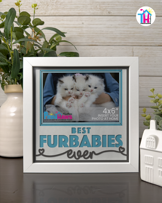 Best Furbabies Ever - Crafted Memoirs Photo Frame By Printhaws Creations, Matte White Frame In Sapphire Blue, Sunbeam Bliss Theme (Light, Radiant), 8x8 Frame Holds (4R) Photo -  For Your Pets