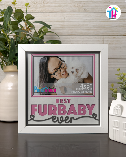 Best Furbaby Ever - Crafted Memoirs Photo Frame By Printhaws Creations, Matte White Frame In Quartz Pink, Midnight Joy Theme (Dark, Radiant), 8x8 Frame Holds (4R) Photo -  For Your Pets