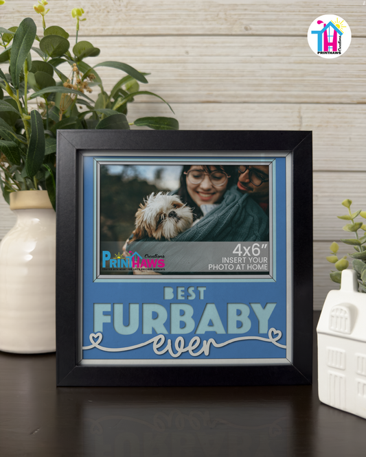 Best Furbaby Ever - Crafted Memoirs Photo Frame By Printhaws Creations, Matte Black Frame In Sapphire Blue, Midnight Joy Theme (Dark, Radiant), 8x8 Frame Holds (4R) Photo -  For Your Pets