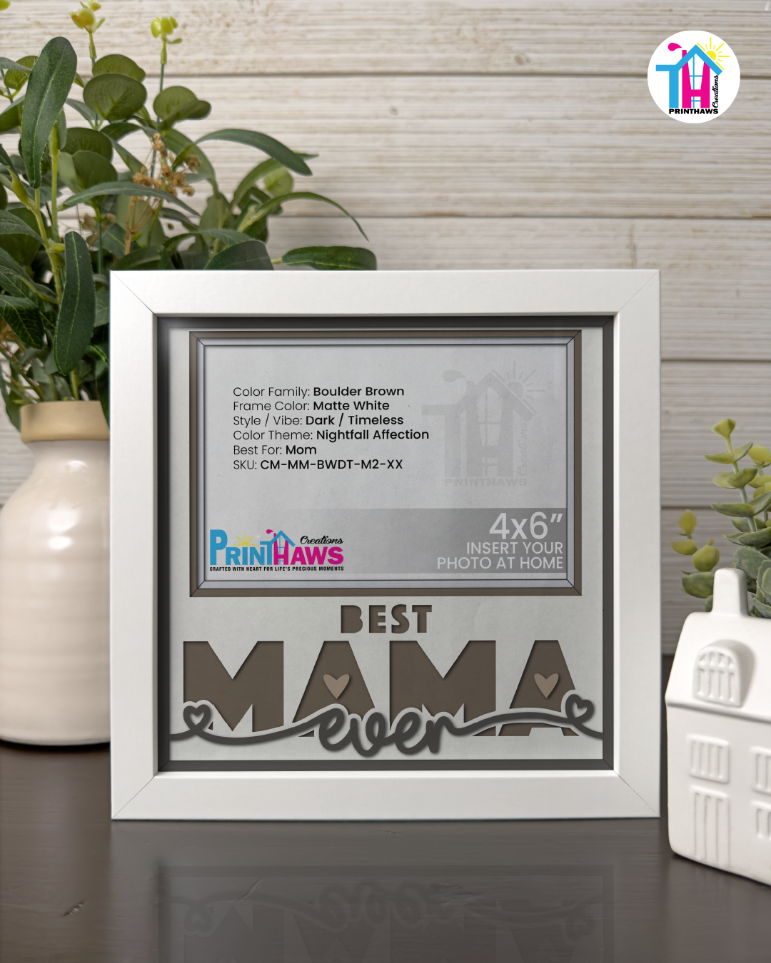Best Mama Ever - Crafted Memoirs Photo Frame By Printhaws Creations, Matte White Frame, In A Refined Range Of Colors, 8x8 Frame Holds (4R) Photo - For Mom