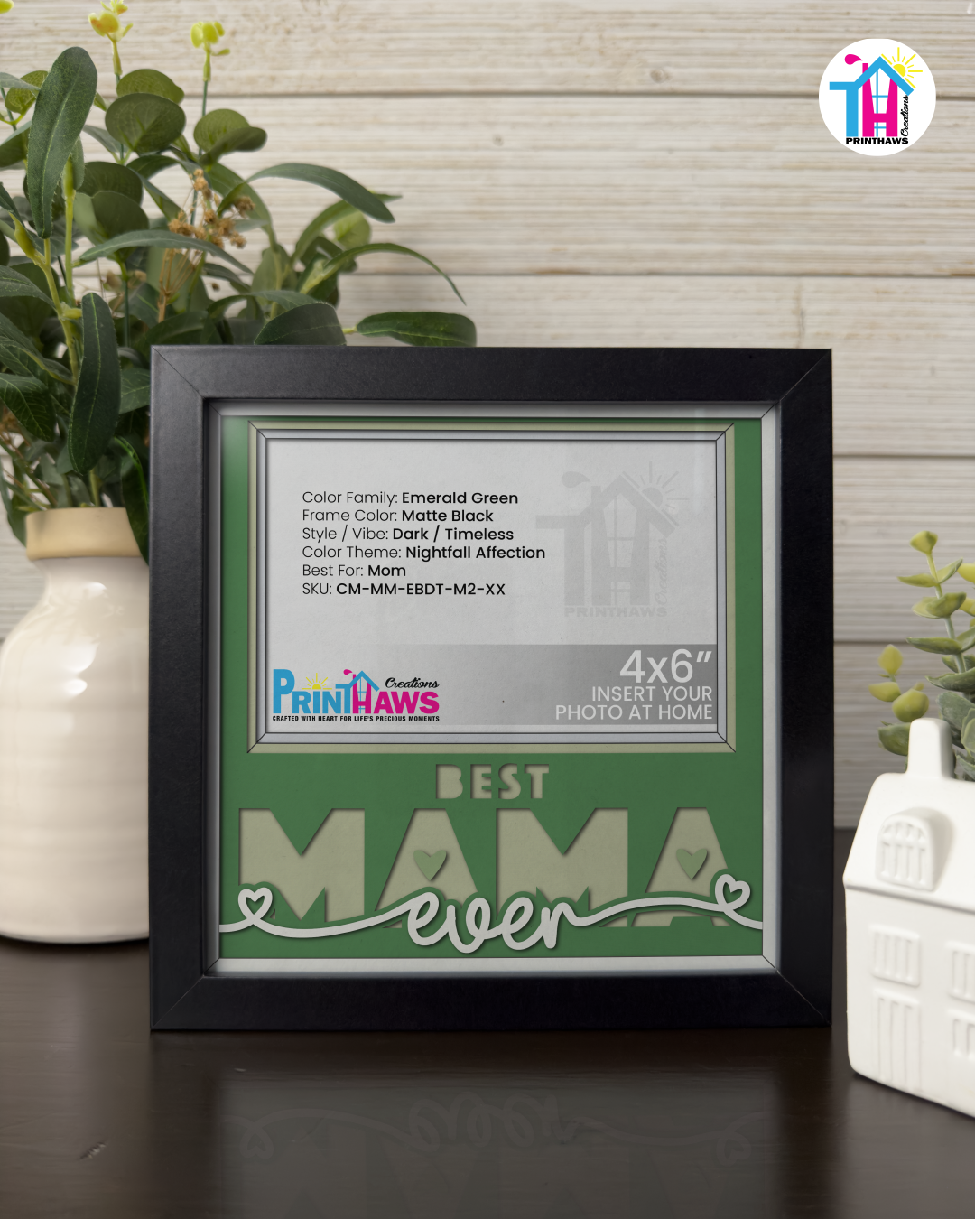 Best Mama Ever - Crafted Memoirs Photo Frame By Printhaws Creations, Matte Black Frame, In A Refined Range Of Colors, 8x8 Frame Holds (4R) Photo - For Mom