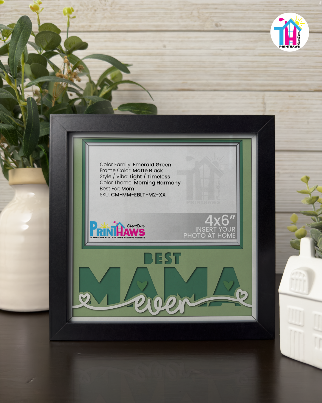 Best Mama Ever - Crafted Memoirs Photo Frame By Printhaws Creations, Matte Black Frame, In A Refined Range Of Colors, 8x8 Frame Holds (4R) Photo - For Mom