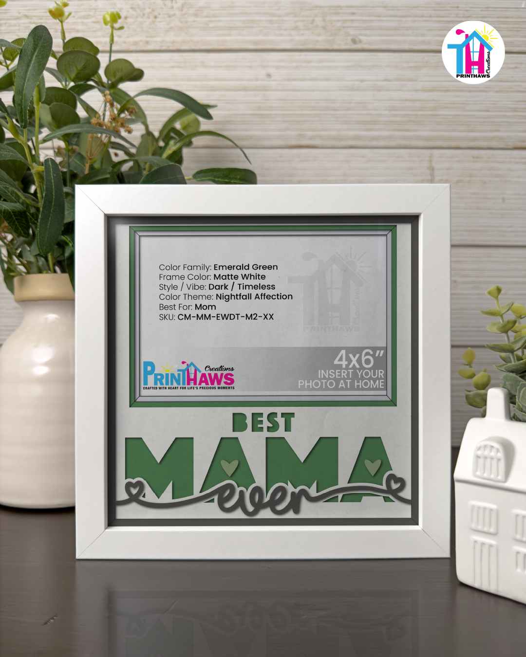 Best Mama Ever - Crafted Memoirs Photo Frame By Printhaws Creations, Matte White Frame, In A Refined Range Of Colors, 8x8 Frame Holds (4R) Photo - For Mom