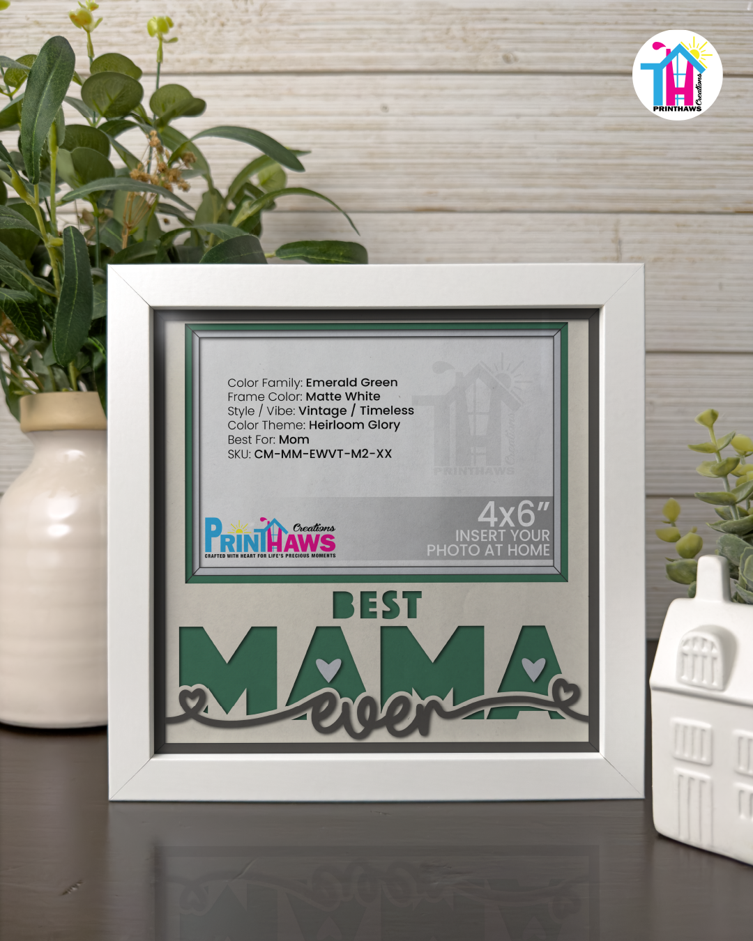 Best Mama Ever - Crafted Memoirs Photo Frame By Printhaws Creations, Matte White Frame, In A Refined Range Of Colors, 8x8 Frame Holds (4R) Photo - For Mom