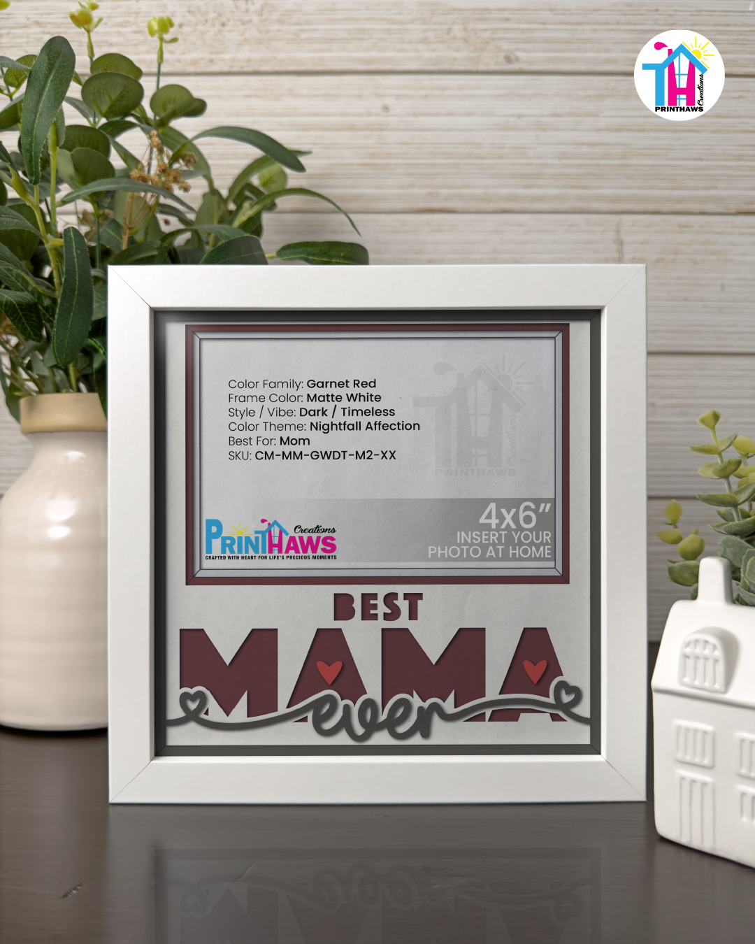 Best Mama Ever - Crafted Memoirs Photo Frame By Printhaws Creations, Matte White Frame, In A Refined Range Of Colors, 8x8 Frame Holds (4R) Photo - For Mom