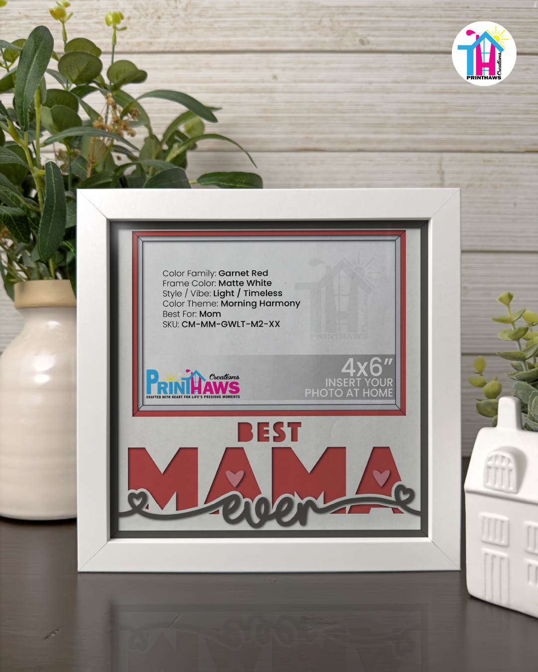 Best Mama Ever - Crafted Memoirs Photo Frame By Printhaws Creations, Matte White Frame, In A Refined Range Of Colors, 8x8 Frame Holds (4R) Photo - For Mom