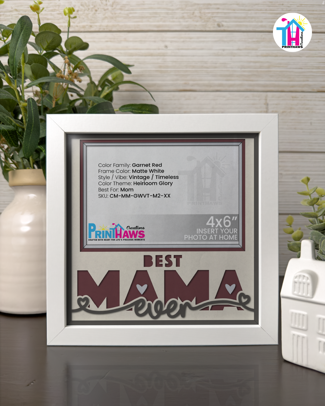 Best Mama Ever - Crafted Memoirs Photo Frame By Printhaws Creations, Matte White Frame, In A Refined Range Of Colors, 8x8 Frame Holds (4R) Photo - For Mom