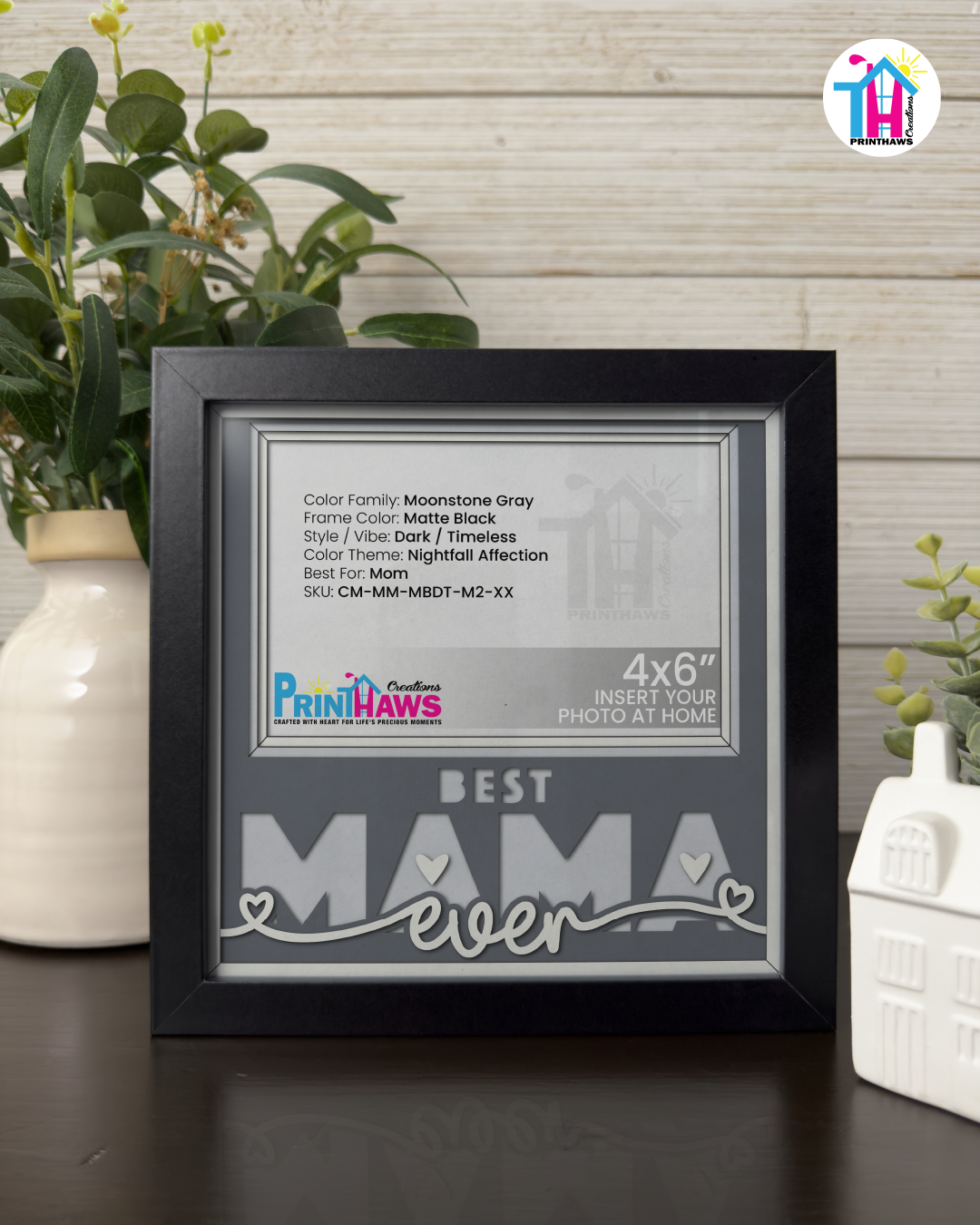 Best Mama Ever - Crafted Memoirs Photo Frame By Printhaws Creations, Matte Black Frame, In A Refined Range Of Colors, 8x8 Frame Holds (4R) Photo - For Mom