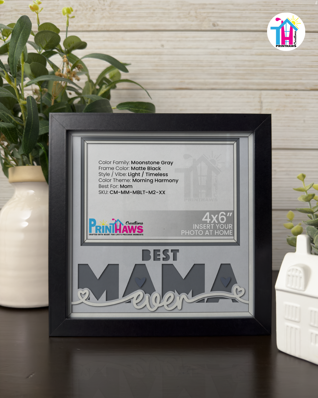 Best Mama Ever - Crafted Memoirs Photo Frame By Printhaws Creations, Matte Black Frame, In A Refined Range Of Colors, 8x8 Frame Holds (4R) Photo - For Mom
