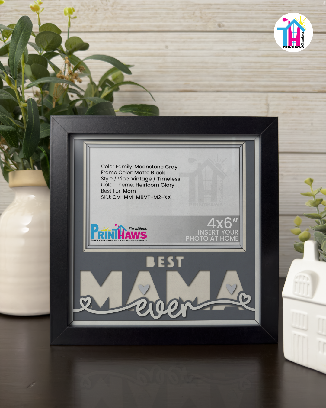 Best Mama Ever - Crafted Memoirs Photo Frame By Printhaws Creations, Matte Black Frame, In A Refined Range Of Colors, 8x8 Frame Holds (4R) Photo - For Mom