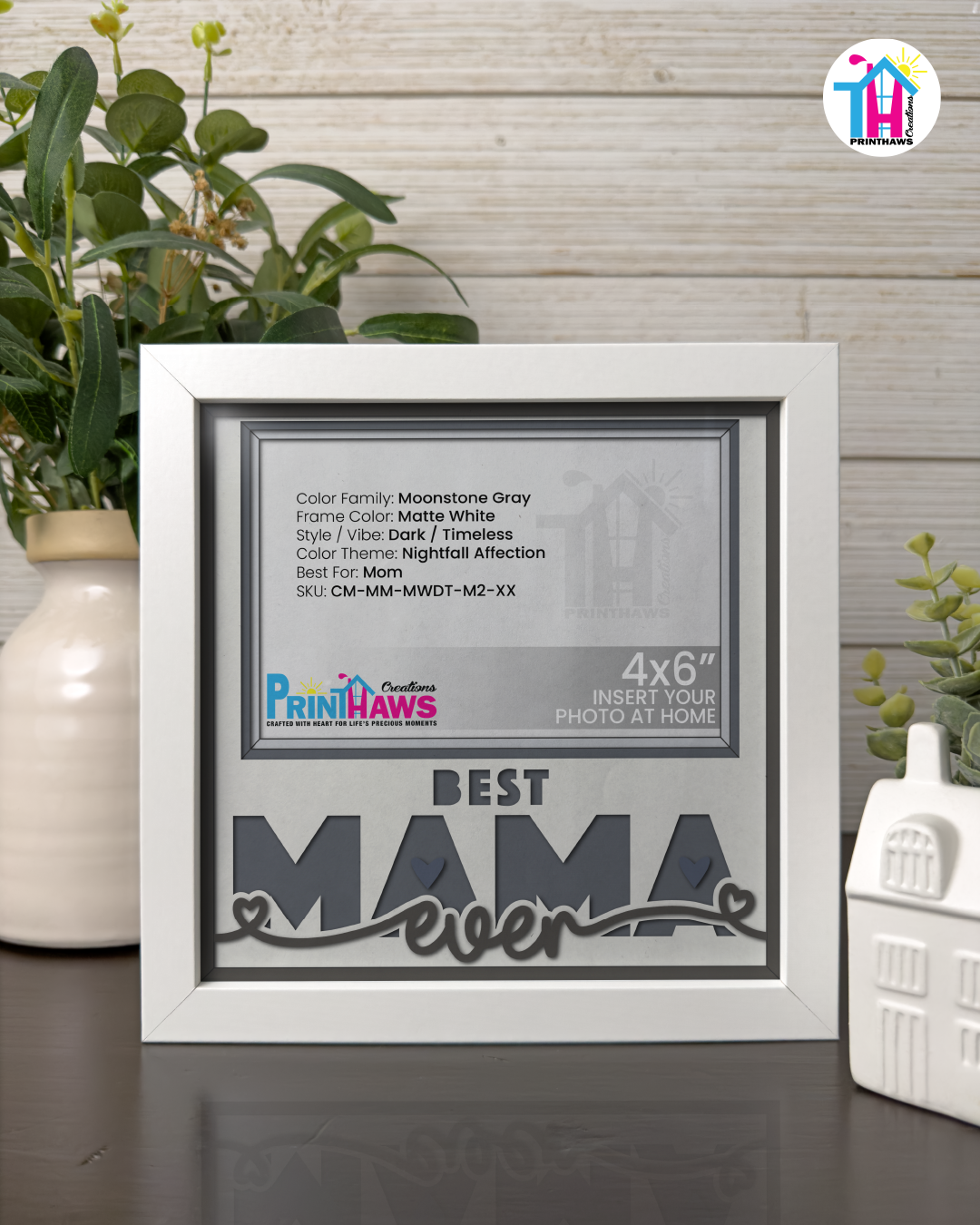 Best Mama Ever - Crafted Memoirs Photo Frame By Printhaws Creations, Matte White Frame, In A Refined Range Of Colors, 8x8 Frame Holds (4R) Photo - For Mom