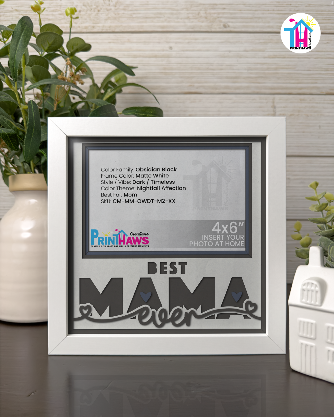 Best Mama Ever - Crafted Memoirs Photo Frame By Printhaws Creations, Matte White Frame, In A Refined Range Of Colors, 8x8 Frame Holds (4R) Photo - For Mom