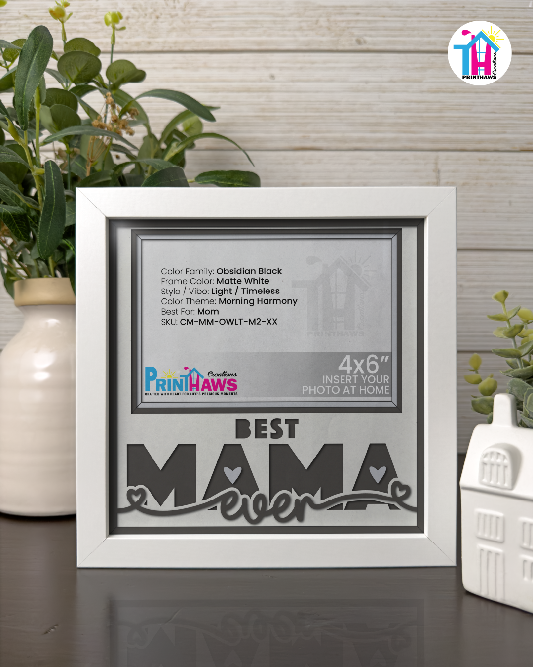Best Mama Ever - Crafted Memoirs Photo Frame By Printhaws Creations, Matte White Frame, In A Refined Range Of Colors, 8x8 Frame Holds (4R) Photo - For Mom