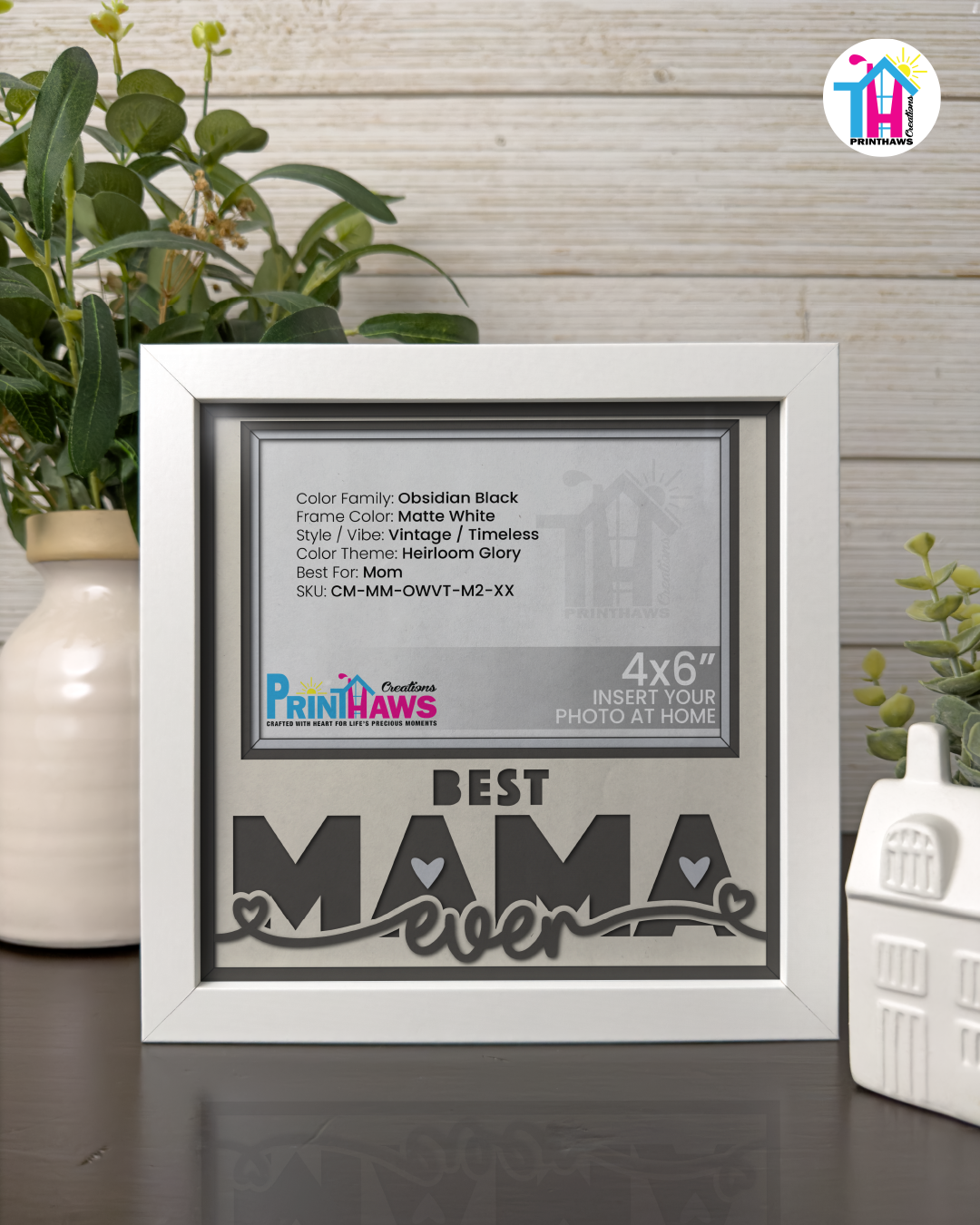 Best Mama Ever - Crafted Memoirs Photo Frame By Printhaws Creations, Matte White Frame, In A Refined Range Of Colors, 8x8 Frame Holds (4R) Photo - For Mom
