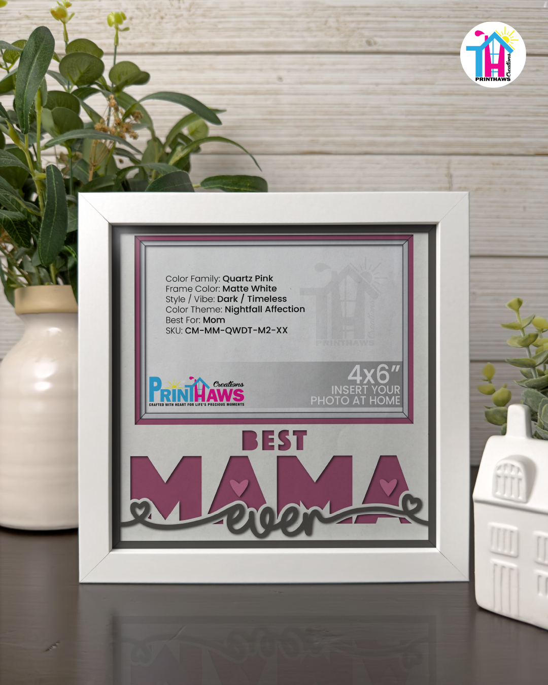 Best Mama Ever - Crafted Memoirs Photo Frame By Printhaws Creations, Matte White Frame, In A Refined Range Of Colors, 8x8 Frame Holds (4R) Photo - For Mom