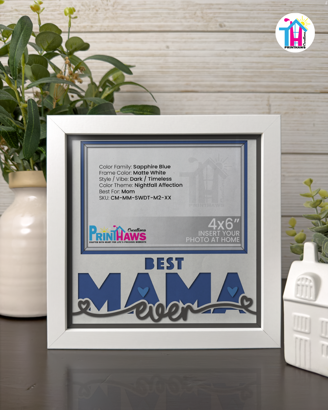 Best Mama Ever - Crafted Memoirs Photo Frame By Printhaws Creations, Matte White Frame, In A Refined Range Of Colors, 8x8 Frame Holds (4R) Photo - For Mom