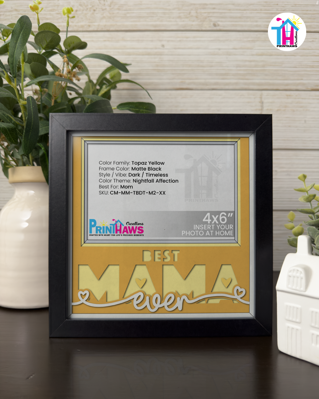 Best Mama Ever - Crafted Memoirs Photo Frame By Printhaws Creations, Matte Black Frame, In A Refined Range Of Colors, 8x8 Frame Holds (4R) Photo - For Mom