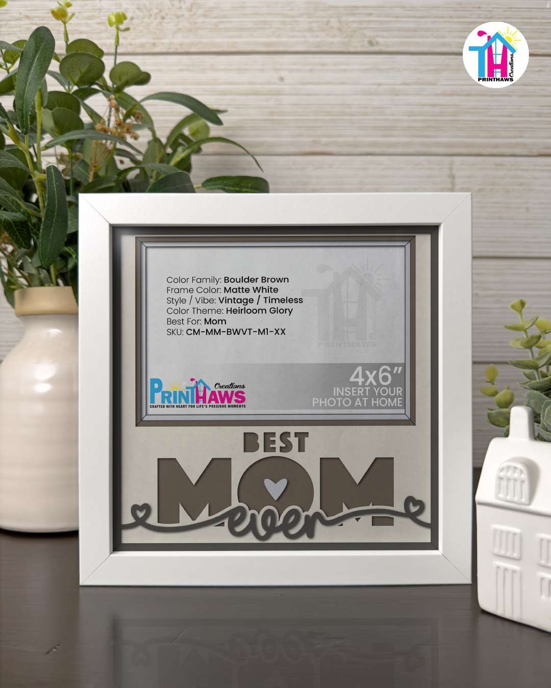 Best Mom Ever - Crafted Memoirs Photo Frame By Printhaws Creations, Matte White Frame, In A Refined Range Of Colors, 8x8 Frame Holds (4R) Photo - For Mom