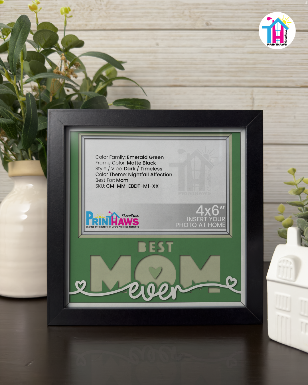 Best Mom Ever - Crafted Memoirs Photo Frame By Printhaws Creations, Matte Black Frame, In A Refined Range Of Colors, 8x8 Frame Holds (4R) Photo - For Mom