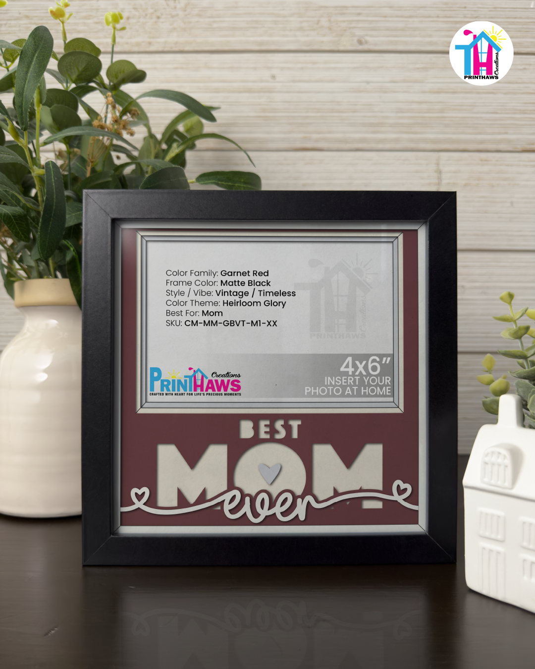 Best Mom Ever - Crafted Memoirs Photo Frame By Printhaws Creations, Matte Black Frame, In A Refined Range Of Colors, 8x8 Frame Holds (4R) Photo - For Mom