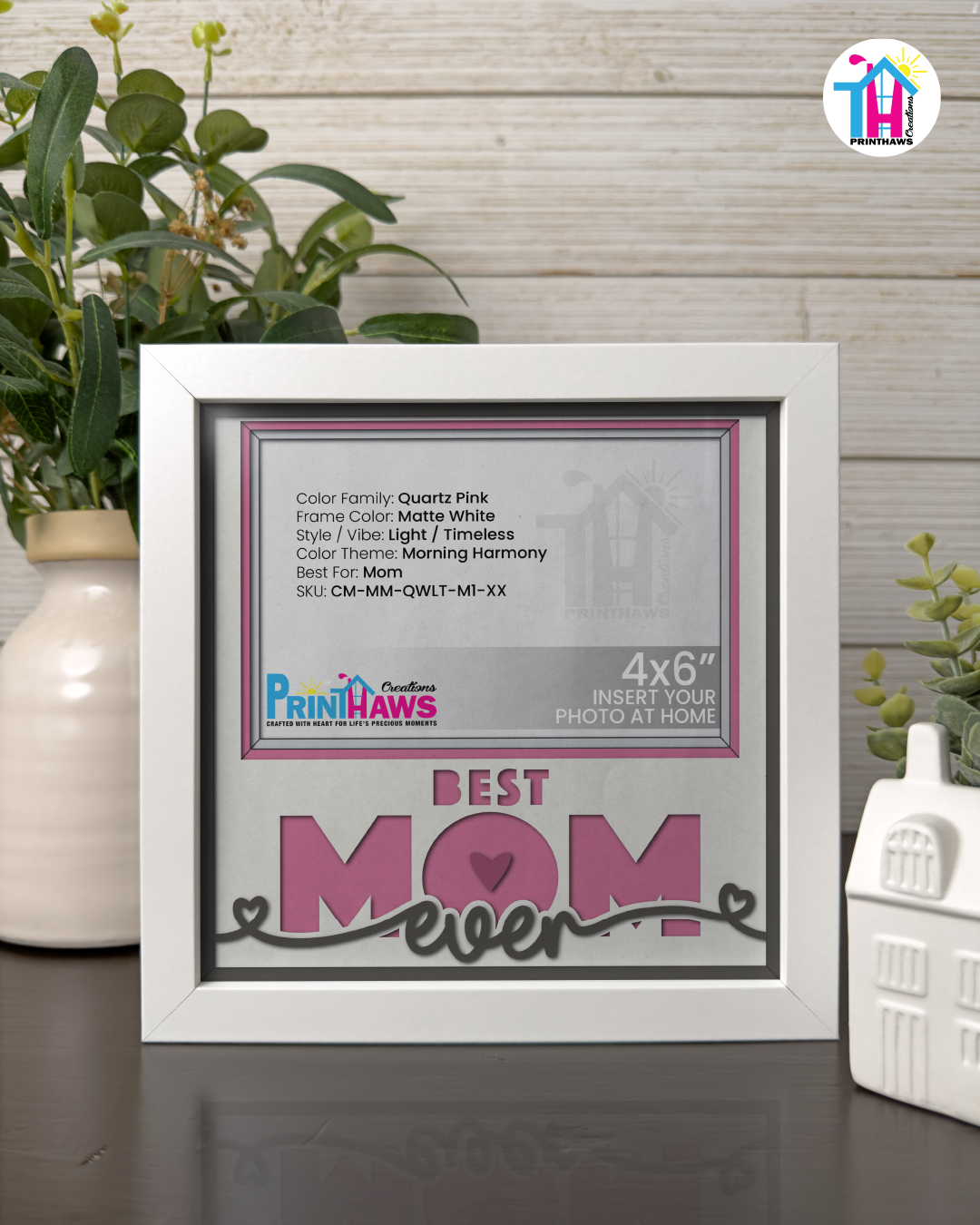 Best Mom Ever - Crafted Memoirs Photo Frame By Printhaws Creations, Matte White Frame, In A Refined Range Of Colors, 8x8 Frame Holds (4R) Photo - For Mom