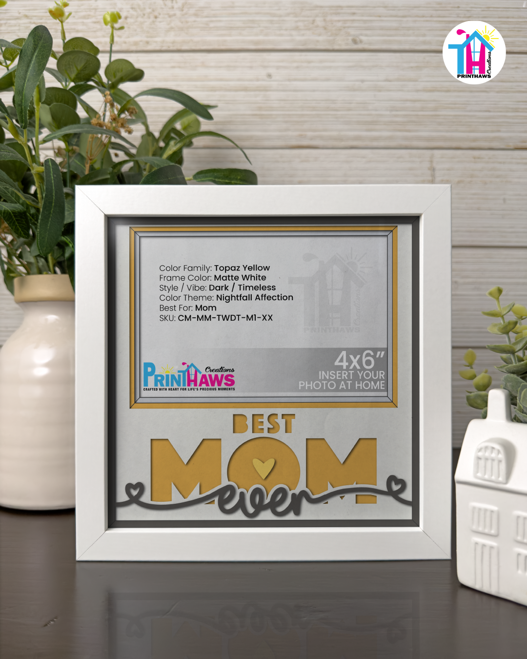 Best Mom Ever - Crafted Memoirs Photo Frame By Printhaws Creations, Matte White Frame, In A Refined Range Of Colors, 8x8 Frame Holds (4R) Photo - For Mom