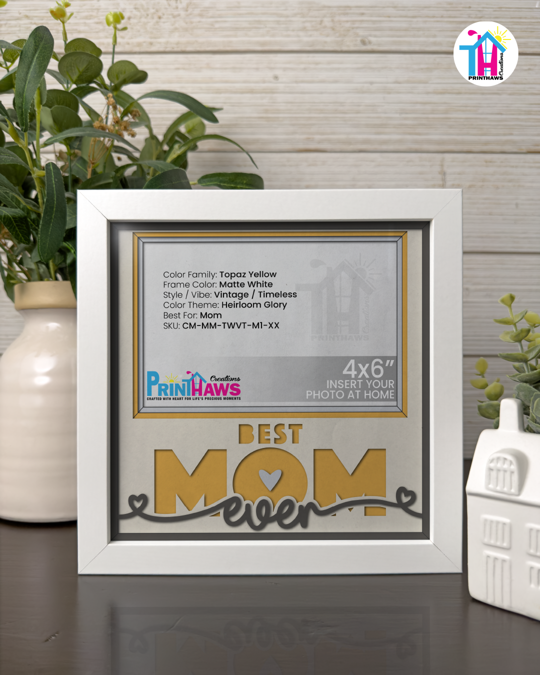 Best Mom Ever - Crafted Memoirs Photo Frame By Printhaws Creations, Matte White Frame, In A Refined Range Of Colors, 8x8 Frame Holds (4R) Photo - For Mom