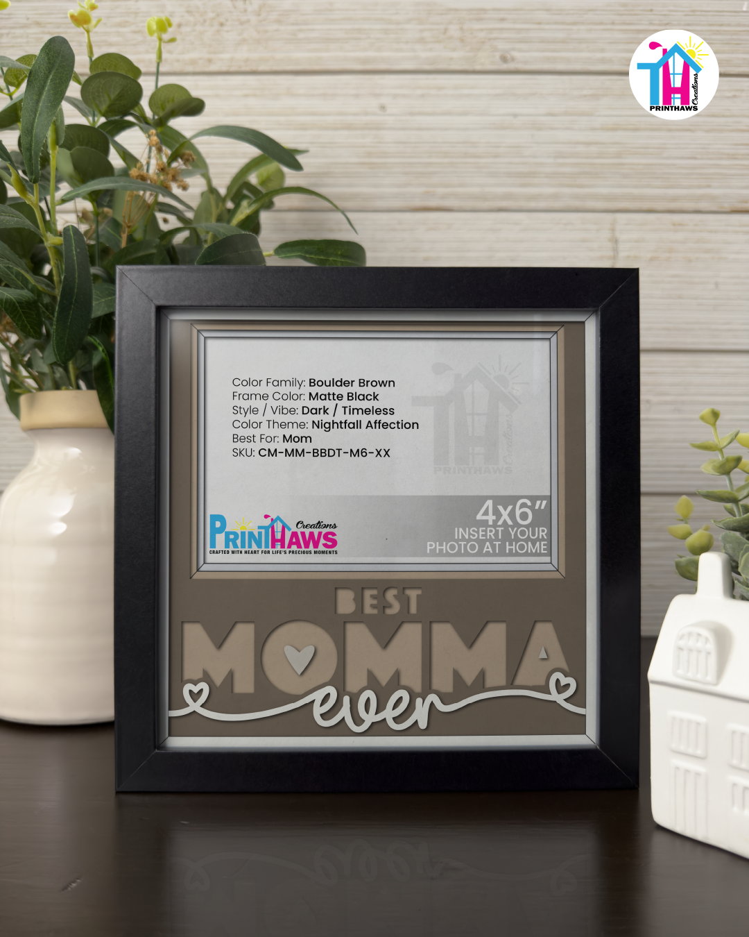 Best Momma Ever - Crafted Memoirs Photo Frame By Printhaws Creations, Matte Black Frame, In A Refined Range Of Colors, 8x8 Frame Holds (4R) Photo - For Mom